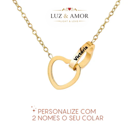 Colar com Nome Personalizado + Urso com Rosa Eternizada