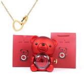 Colar com Nome Personalizado + Urso com Rosa Eternizada